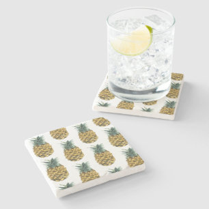Tropisches Aquarell-Ananas nahtloses Muster Steinuntersetzer
