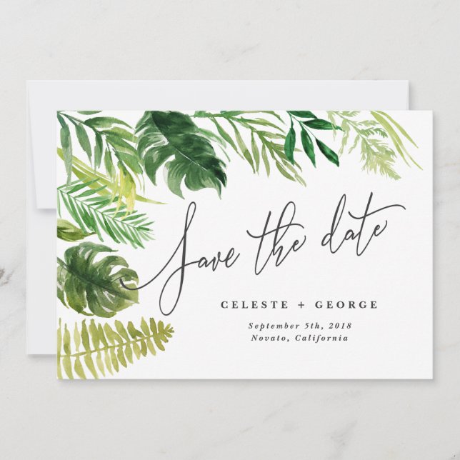 Tropisches Aquarell-Blumen-Save-the-Date Save The Date (Vorderseite)