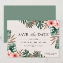 Tropisches Aquarell Grün Monstera Florales Hochzei