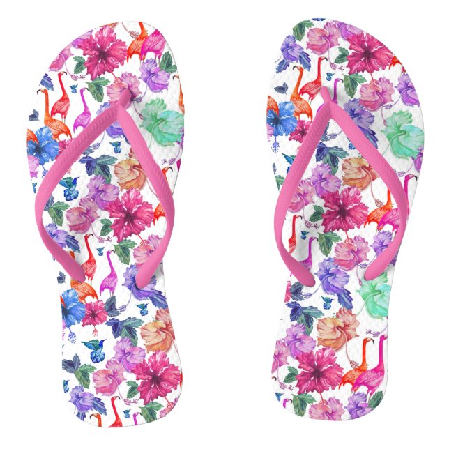 Tropisches Aquarell-Muster Flip Flops (Fußbett)
