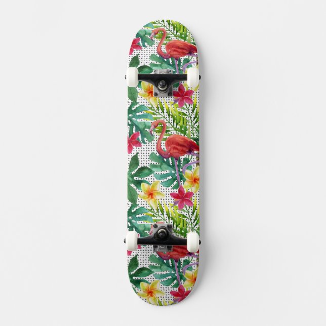 Tropisches Aquarell Skateboard (Vorderseite)