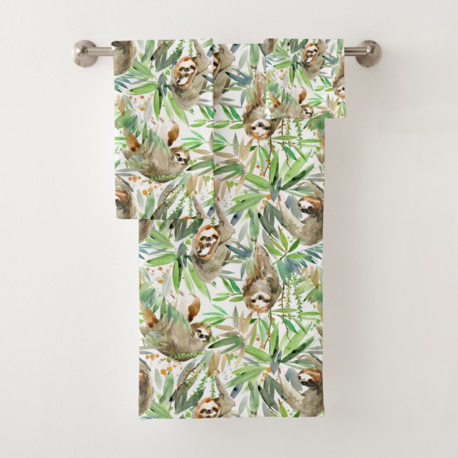 Tropisches Aquarell-Trägheits-Muster Badhandtuch Set (Insitu)