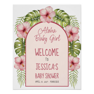 Tropisches Baby-Shower-Aloha-Baby-Mädchen-Willkomm Poster