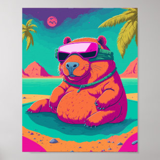 Tropisches Bad Capybara Poster