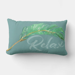 Tropisches Bananenblatt Blau Grün Aquarell Outdoor Kissen Für Draußen