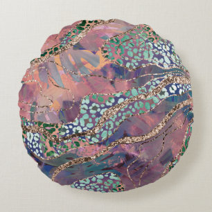 Tropisches Batik-Tier-Glitter-Glamour 1 Rundes Kissen
