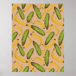 Tropisches Beige Bananenleaf Muster Poster