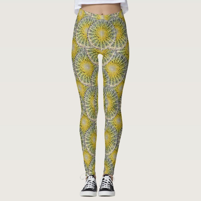 Tropisches Bereich-Kaktus-Foto-Muster Leggings (Vorderseite)