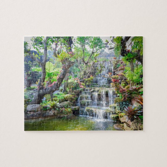 Tropisches Bergwald Wasserfall Thailand Puzzle (Horizontal)