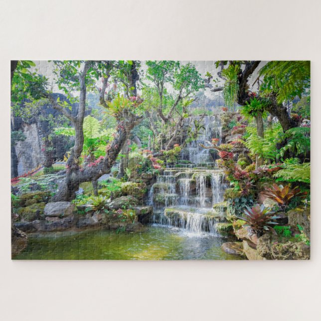 Tropisches Bergwald Wasserfall Thailand Puzzle (Horizontal)