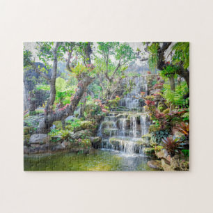 Tropisches Bergwald Wasserfall Thailand Puzzle