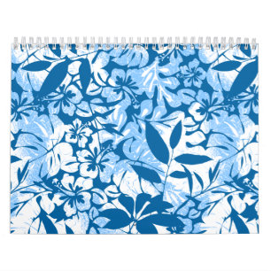 Tropisches beunruhigtes blaues Blumen Kalender