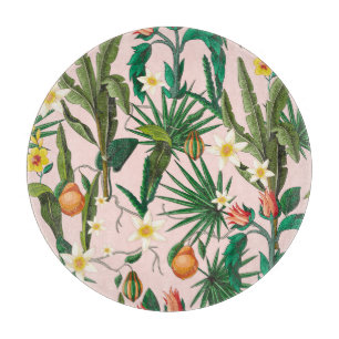 Tropisches Blatt, Blume, Fruchtmuster. Schneidebrett