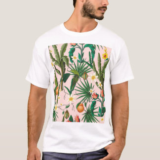 Tropisches Blatt, Blume, Fruchtmuster. T-Shirt
