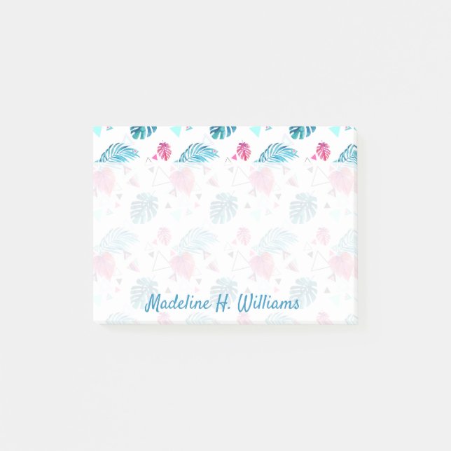 Tropisches Blatt-Dreieck-Muster Post-it Klebezettel (Vorderseite)