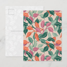Tropisches Blatt Korallen Grün Botanisch Chic Fris Postkarte