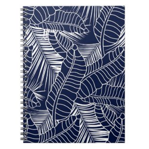 Tropisches Blatt, marineblauer Hintergrund Notizblock