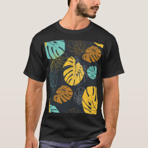 Tropisches Blatt Vintage Tapetenmuster T-Shirt