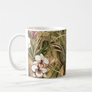 Tropisches Blätter Blumen Wasserfarbenmuster Kaffeetasse