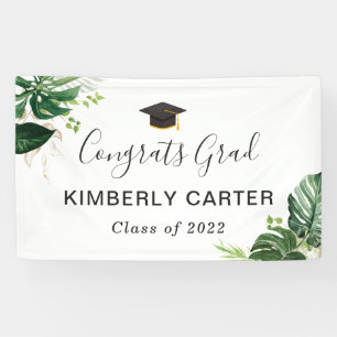 Tropisches Blätter Congrats Grad Abschlussbanner Banner