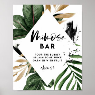 Tropisches Blätter-Goldfolie-Shower-Mimosa-Bar-Sch Poster