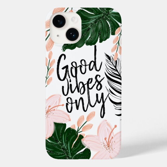 Tropisches Blätter mit floralen Flora und Fauna Case-Mate iPhone Hülle (Rückseite)