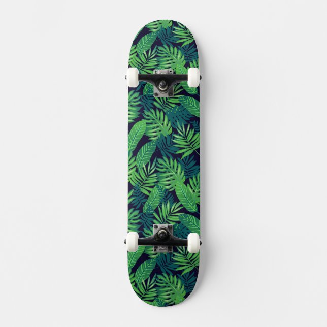 Tropisches Blätter-Muster Skateboard (Vorderseite)
