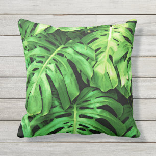 Tropisches Blätter, Splitleaf Philodendron, grün Kissen