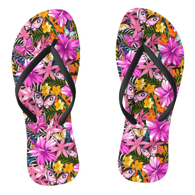 Tropisches Blätter und Blumen Flip Flops (Fußbett)