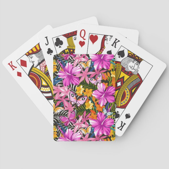 Tropisches Blätter und Blumen Spielkarten (Rückseite)