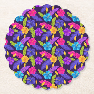 Tropisches Blätter- und Blumenmuster-23857 Untersetzer