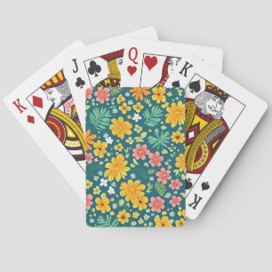 Tropisches Blätter- und Blumenmuster Spielkarten
