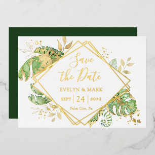 Tropisches Blattgold-Folie Termin vormerken Folieneinladung