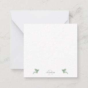 Tropisches Blattwerk Danke Monogramm Blanko Mitteilungskarte