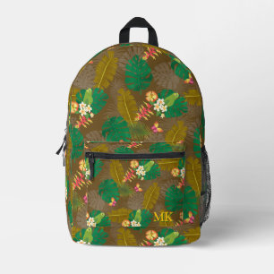 Tropisches Blattwerk Sommer Braun Bedruckter Rucksack