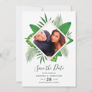 Tropisches Blattwerk Wasserfarbe Hochzeitstag spei Save The Date