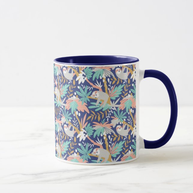 Tropisches blaues Trägheits-Muster Tasse (Rechts)