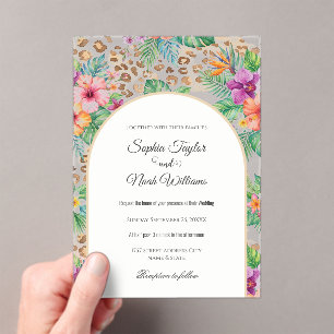 Tropisches Blumen-Leoparden-Druckmuster Acryleinladungen