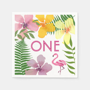 Tropisches Blumen-Luau zum 1. Geburtstag Serviette