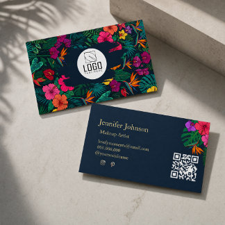Tropisches Blumendesign | Hibiskus & Grünpflanzen Visitenkarte