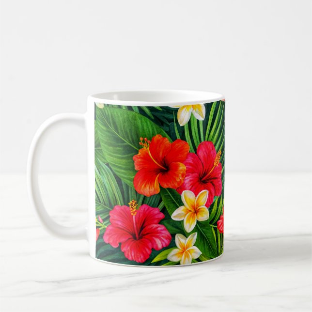 Tropisches Blumengeschenk - farbenfroher Hibiskus Kaffeetasse (Links)