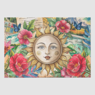 Tropisches Blumengesicht-Decoupage Seidenpapier
