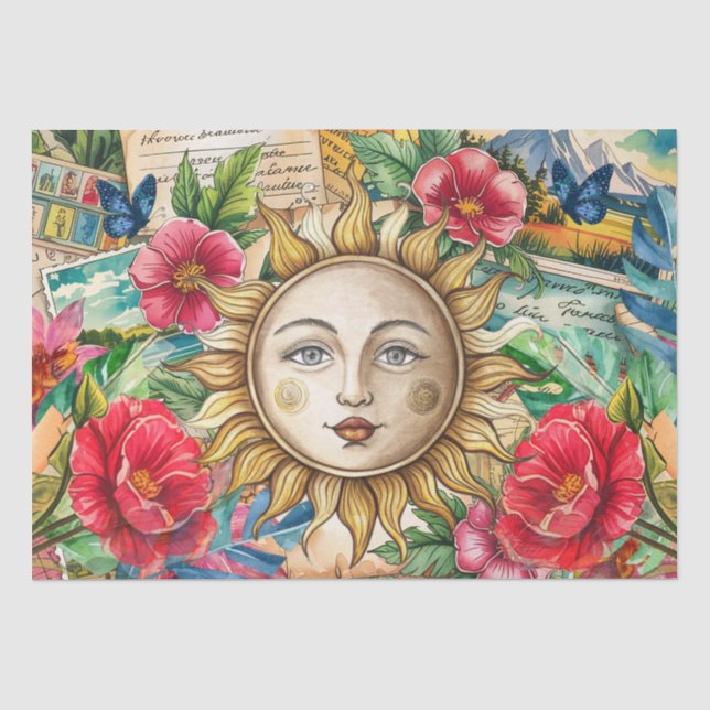 Tropisches Blumengesicht-Decoupage Seidenpapier (Vorderseite)