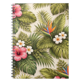 Tropisches Blumenmuster – Hibiskus, Monstera Notizblock