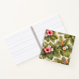 Tropisches Blumenmuster – Hibiskus, Monstera Notizbuch