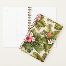 Tropisches Blumenmuster – Hibiskus, Monstera Planer