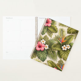 Tropisches Blumenmuster – Hibiskus, Monstera Planer