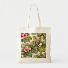 Tropisches Blumenmuster – Hibiskus, Monstera Tragetasche