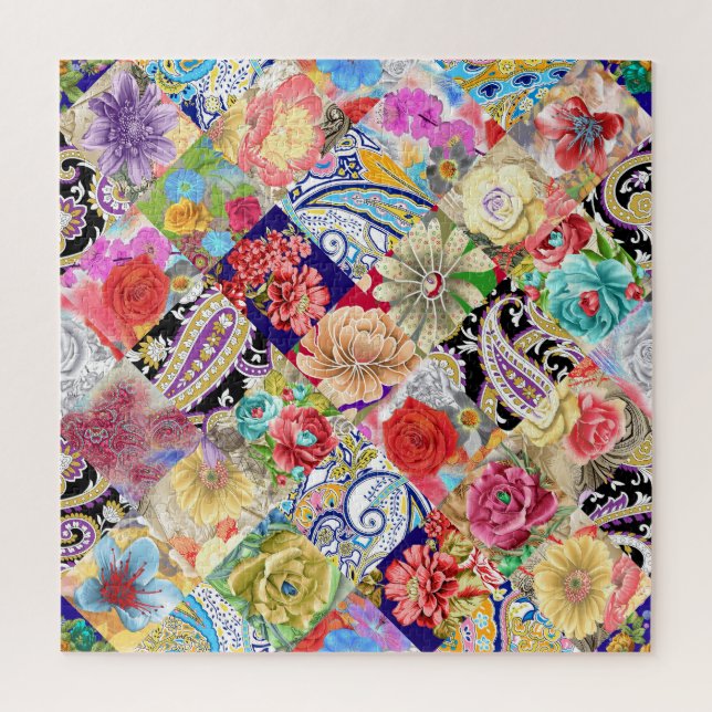 Tropisches Blumenmuster, lebhafte Farben. Puzzle (Vertikal)
