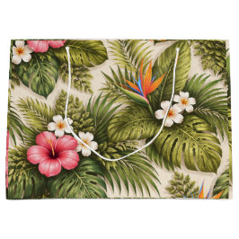 Tropisches Blumenmuster mit Hibiskus Große Geschenktüte